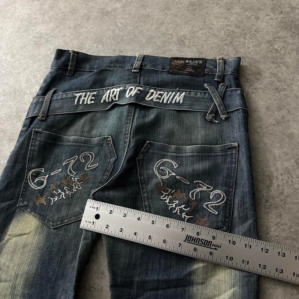 Vintage Grunge Low Rise Embroidered Double Waisted Euro Archive Denim